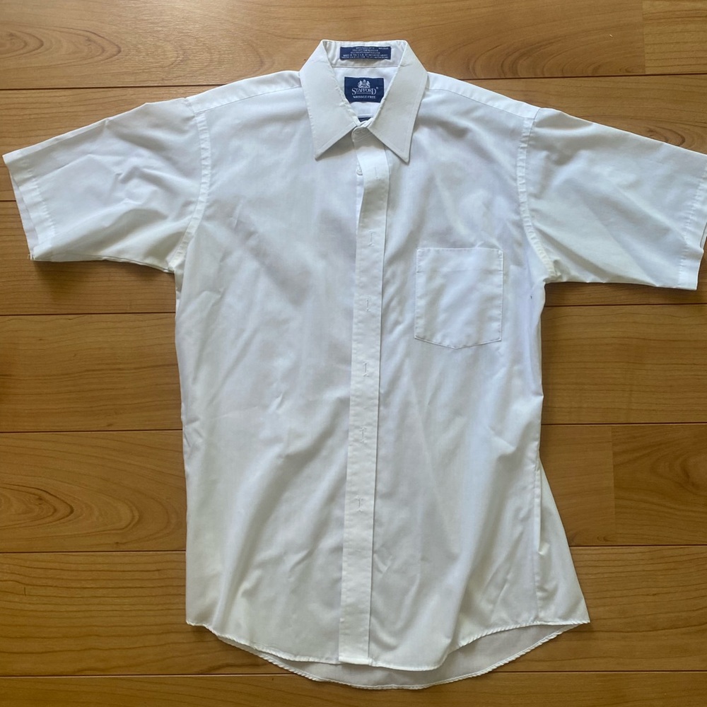 Stafford White Short-Sleeve Dress Shirt